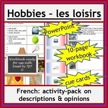Preview of Leisure Loisirs French workbook activities
