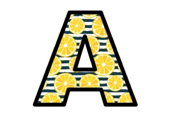 Preview of Lemon Bulletin Board Letters, Classroom Décor, Alphabet and Numbers