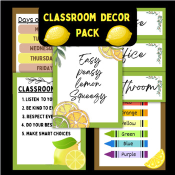 Preview of Lemon/Citrus Classroom Decorations