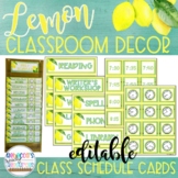 Lemon Classroom Decor Editable Class Schedule Cards | Farm