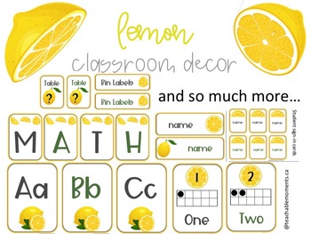 Preview of Lemon Classroom Theme Decor Bundle