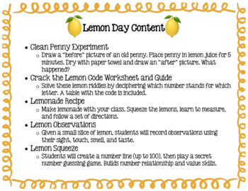 Preview of Lemon Day Activities Bundle