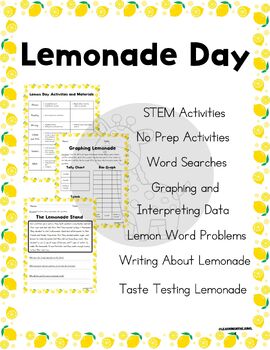 Preview of Lemon Day- No Prep STEM, Writing, Math, Reading, etc. Activities