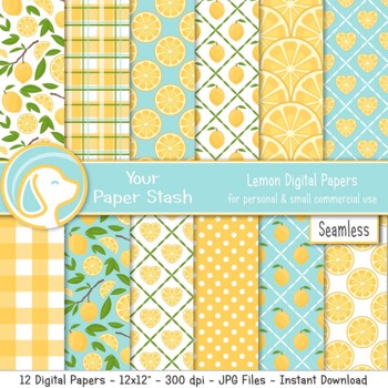Gray and Yellow Digital Scrapbook Papers and Backgrounds – Your