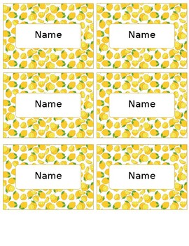 Preview of Lemon Fruit Editable Name Tags Locker Labels Book Bin Cubby Classroom