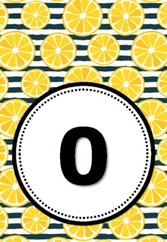 Preview of Lemon Number Posters, 0 to 200, Classroom Décor