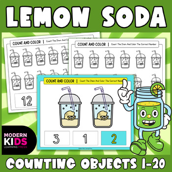 Preview of Lemon Soda Counting Objects to 20 Worksheets - Autism Math Activities