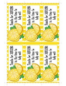 Lemon Squeeze Thank You / Teacher Appreciation Gift Tag | TPT