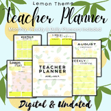 Lemon Teacher Planner, Undated, Digital Year, Monthly, Wee
