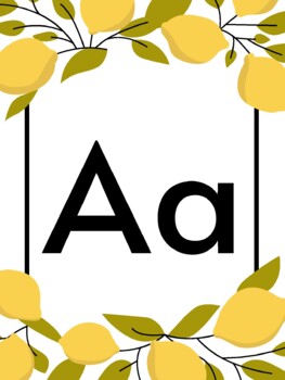 Preview of Lemon Theme Alphabet Posters | Classroom Decor