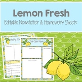 Lemon Theme Newsletter and Homework Sheets