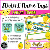 Lemon Themed Editable Desk Nametags - End of Year Or Back 