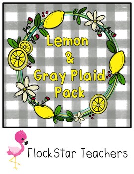 Preview of Lemon and Gray Plaid Classroom Pack