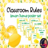 Lemon theme classroom rules poster set back to school clas