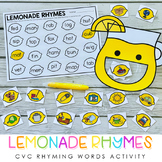 Lemonade CVC Rhyming Words - Summer Rhyming Words - Feed t
