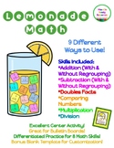 Lemonade Math Craftivity- 8 Differentiated Skills + Bonus 