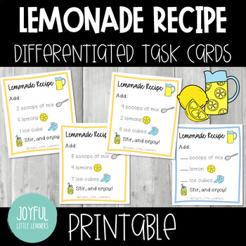 Preview of Lemonade Recipe Task Cards | Lemonade Stand Recipes