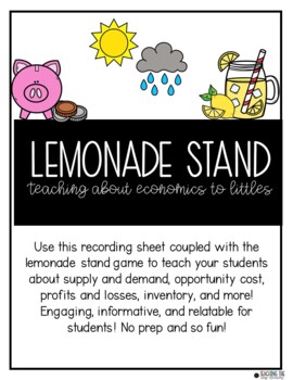 Preview of Lemonade Stand Economics Game Recording Sheet