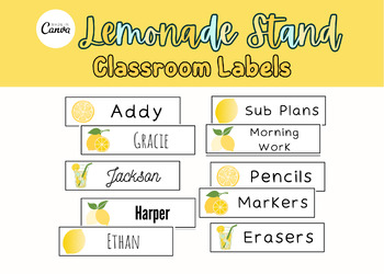 Preview of Lemonade Stand Editable Classroom Labels