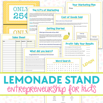 Preview of Lemonade Stand Entrepreneurship Packet