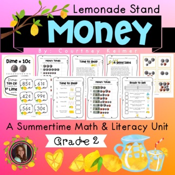 Preview of Lemonade Stand Math & Literacy Unit: Counting Money & Reading Fluency {Grade 2}