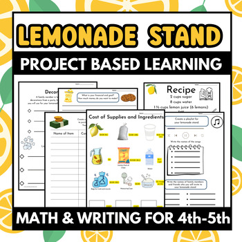 Preview of Lemonade Stand Project Based Learning for 4th and 5th