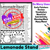 Lemonade Stand Word Search Puzzle Activity | Morning Work 