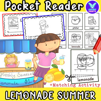 Preview of Lemonade Summer GAME Pocket Chart Match Vocab Kindergarten NO PREP Activities