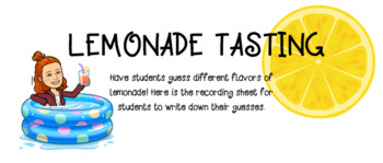 Preview of Lemonade Tasting Recording Sheet *** Science Activity *** End of Year Activity *