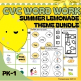 Lemonade-Themed CVC Word Practice - Worksheets, Flashcards