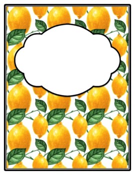 Preview of Lemons Binder Cover and Spines, Back to School