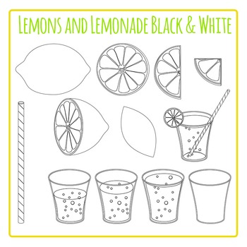 lemonade clipart black and white