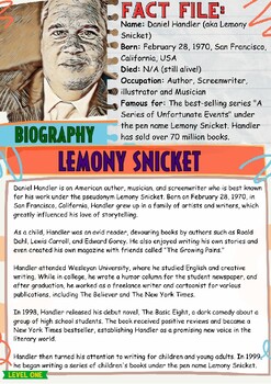 Preview of Lemony Snicket. Author Study. Read Across America. Differentiated Reading