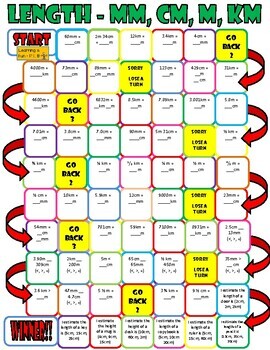 Preview of Length - mm, cm, m, km - Board Game (Easy Version)