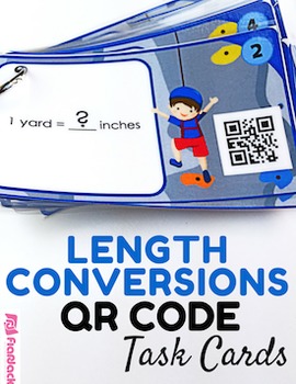 Preview of Length Conversions Task Cards with QR Codes