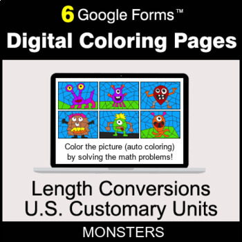 Preview of Length Conversions: U.S. Customary Units - Digital Coloring Pages | Google Forms