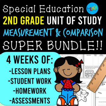 Preview of Length Measurement & Comparison FULL UNIT BUNDLE! 2nd Grade Math for Special Ed.