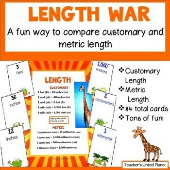 Preview of Measurement Games/Activities/Anchor Charts - Comparing Length War