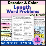 2nd Grade Length Word Problems | Add & Subtract | Color by Code Riddle Decoder