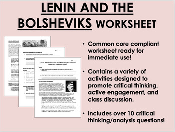 Preview of Lenin and the Bolsheviks worksheet - Russian Revolution - Global/World History