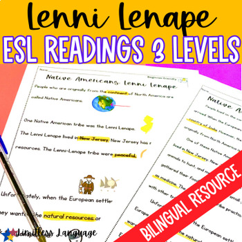 Preview of Lenni Lenape Social Studies Readings for ESL--bilingual!