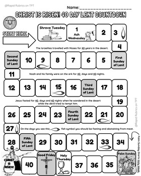Preview of Lent 40 Day Countdown - Lenten Colouring Page & Prompts - Road To Easter