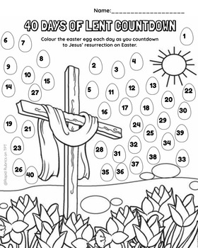 Preview of Lent 40 Days to Easter Countdown Colouring Page Rapid Rubrics
