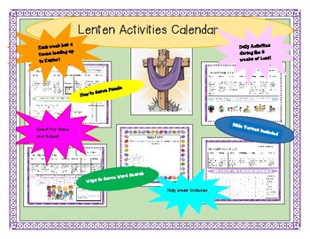 Preview of Lent Activities Family Calendar