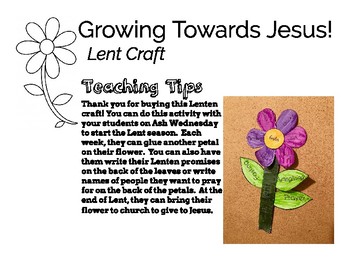 Preview of Lent Activity Growing Closer to Jesus Flower