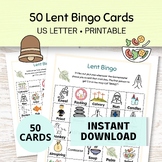 Lent Bingo Game, 50 Printable Bingo Cards for Kids, Easter