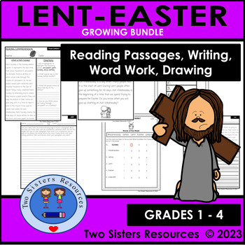 Preview of Easter & Lent GROWING ACTIVITY BUNDLE (Word Work, Reading, Writing, Drawing)