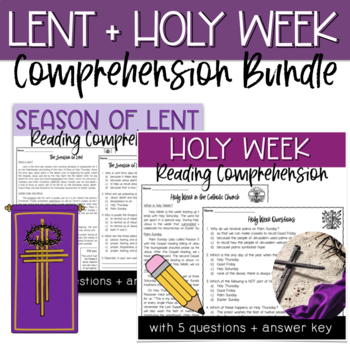 Preview of Lent + Holy Week Comprehension Bundle: Catholic Prep for Easter