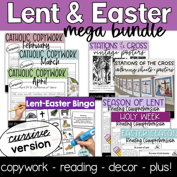 Preview of Lent, Holy Week, & Easter Catholic Big Bundle: CURSIVE-only version
