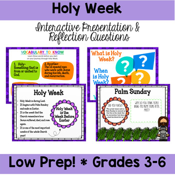 Preview of Lent Activity- Holy Week Interactive Presentation and Reflection Questions